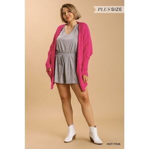 Open Front Oversized Cardigan Sweater With Pockets